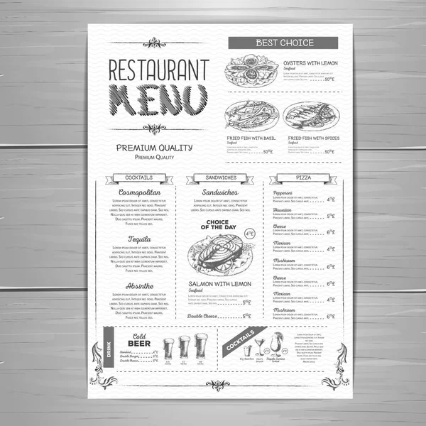 Desenho à mão design de menu restaurante — Vetor de Stock