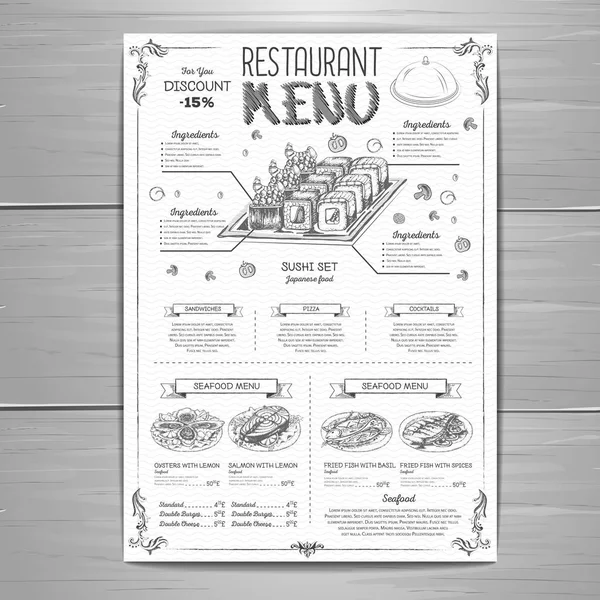 Dessin à la main restaurant menu design — Image vectorielle