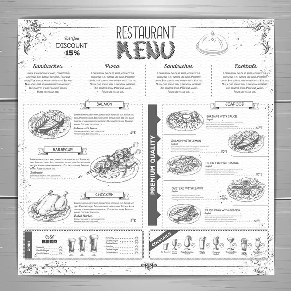 Desenho à mão design de menu restaurante — Vetor de Stock