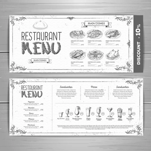 Diseño de menú de restaurante de dibujo a mano — Vector de stock