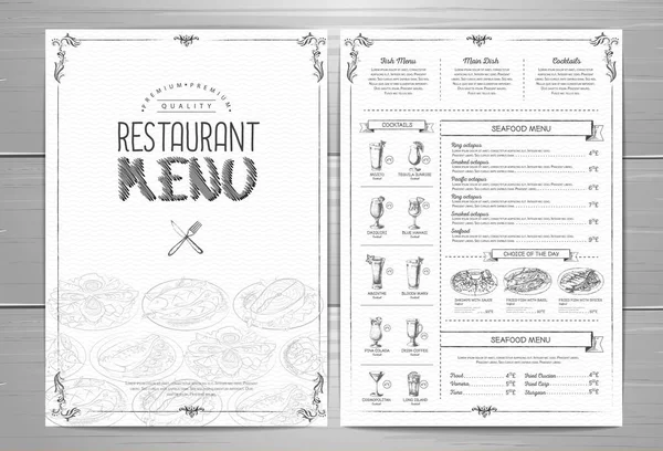 El çizim Restoran menü tasarımı — Stok Vektör