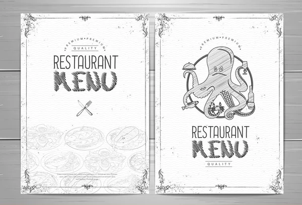 手绘图的餐厅，菜单设计 — 图库矢量图片