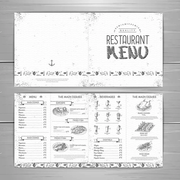 Handzeichnung Restaurant Menü Design — Stockvektor