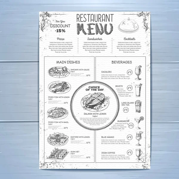 Hand tekenen restaurant menu ontwerp — Stockvector