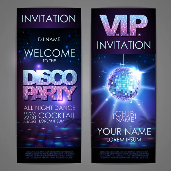 Set of disco background banners. Disco party poster — Stock Vector