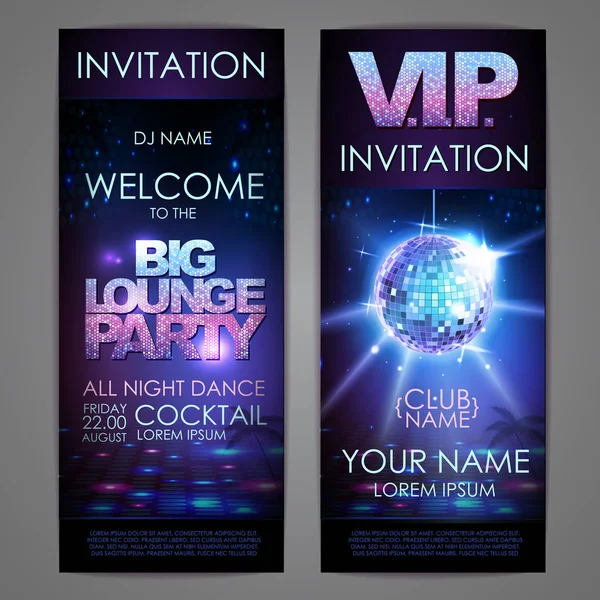 Set of disco background banners. Big lounge party poster — Stock Vector