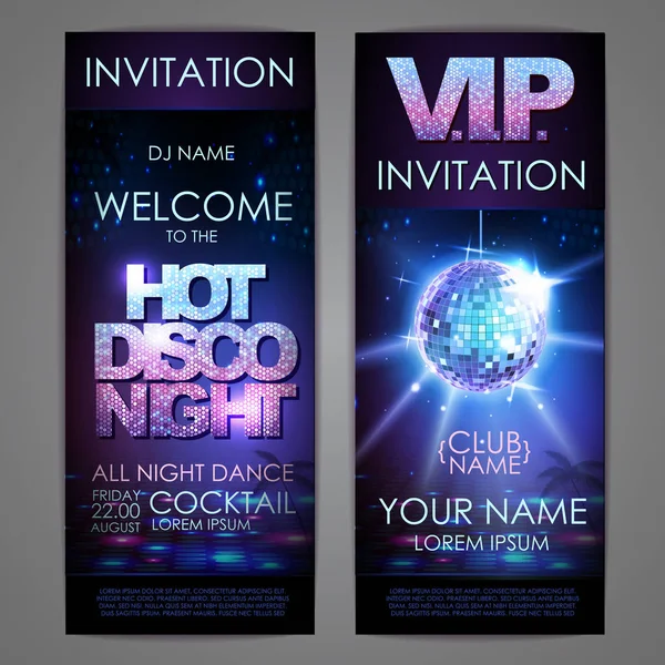 Conjunto de banners de fundo disco. Cartaz de noite disco quente — Vetor de Stock