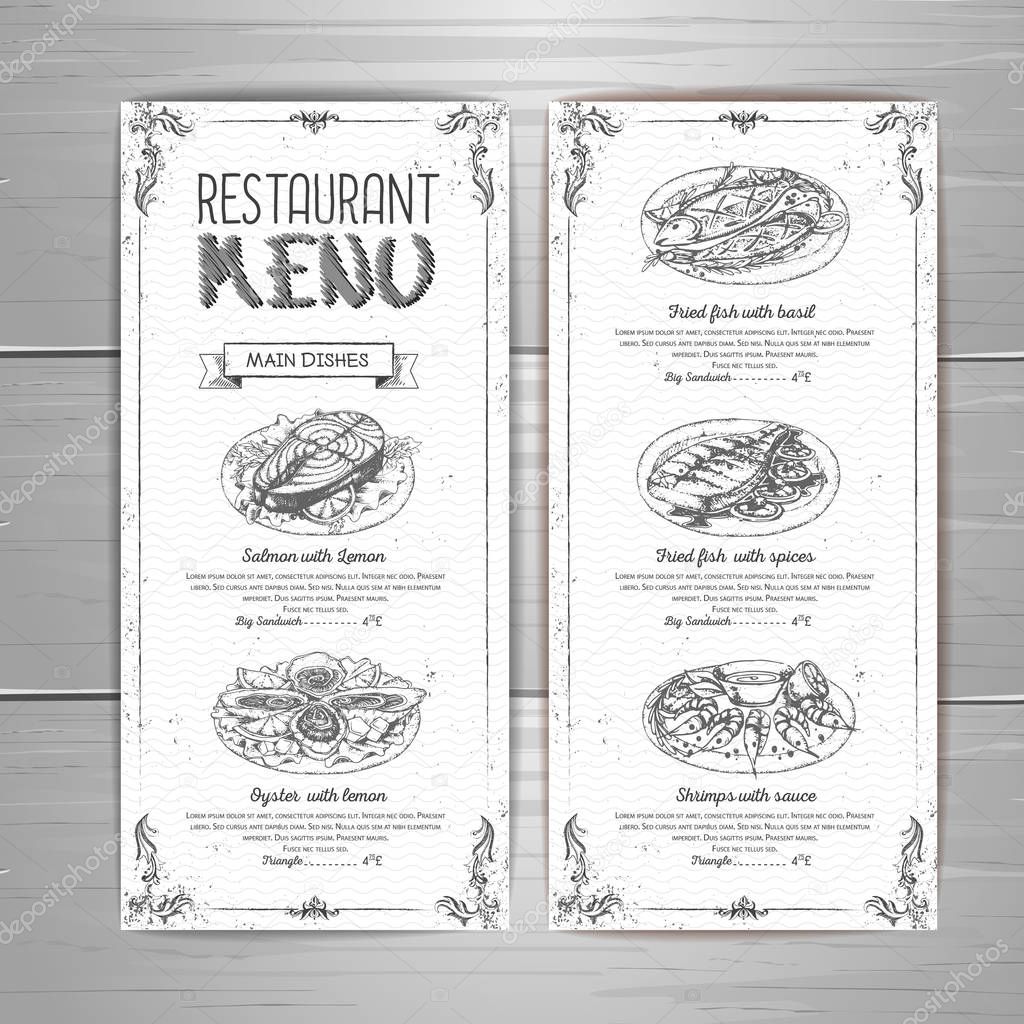 Hand drawing restaurant menu design