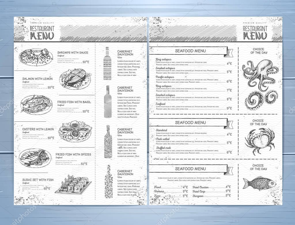 Hand drawing restaurant menu design