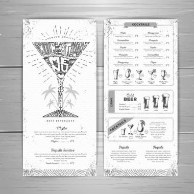Vintage tipografi kokteyl menü tasarımı