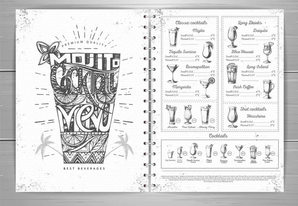 Vintage Typografia koktajl menu Projekt — Wektor stockowy