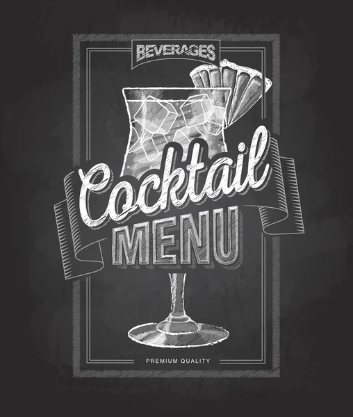 Krijt tekening typografie cocktailkaart design — Stockvector