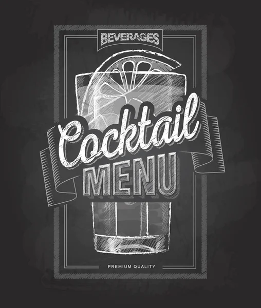 Krijt tekening typografie cocktailkaart design — Stockvector