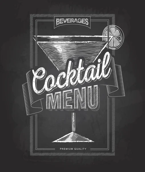 Kreide Zeichnung Typografie Cocktail Menü Design — Stockvektor
