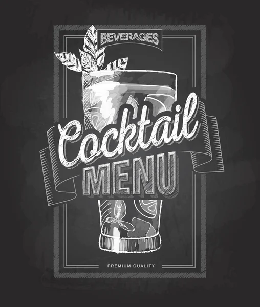 Dessin à la craie typographie cocktail menu design — Image vectorielle