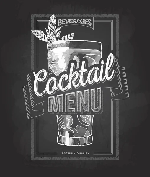 Krijt tekening typografie cocktailkaart design — Stockvector