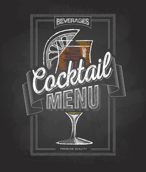 Dessin à la craie typographie cocktail menu design — Image vectorielle