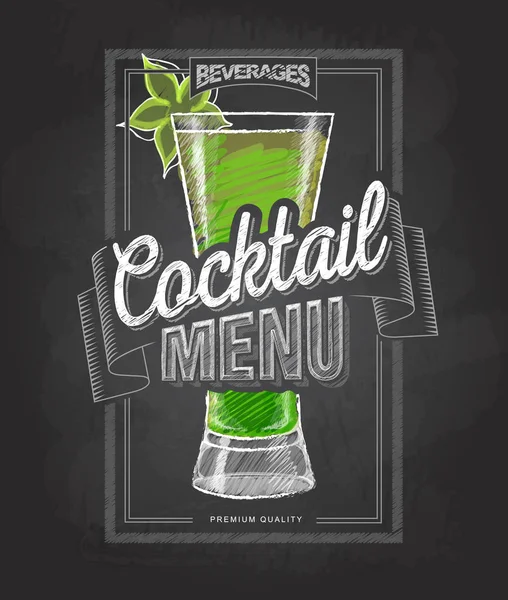 Chalk drawing typography cocktail menu design — Stock Vector