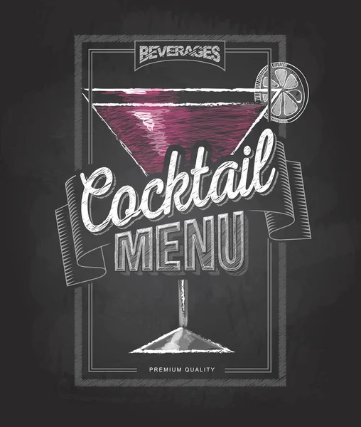 Krijt tekening typografie cocktailkaart design — Stockvector