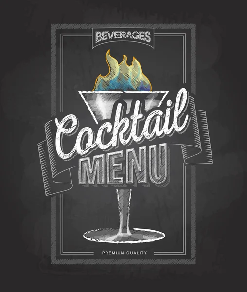 Krijt tekening typografie cocktailkaart design — Stockvector