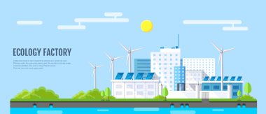Ekoloji fabrikası peyzaj düz stil modern tasarım