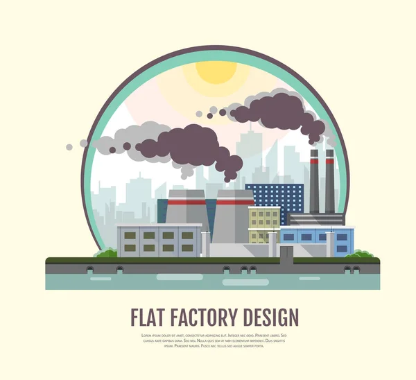 Style plat design moderne de paysage industriel usine — Image vectorielle