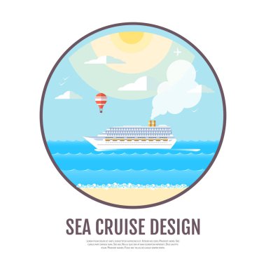 Cruise gemisi okyanusa düz stil tasarımı