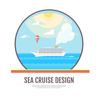 Cruise gemisi okyanusa düz stil tasarımı