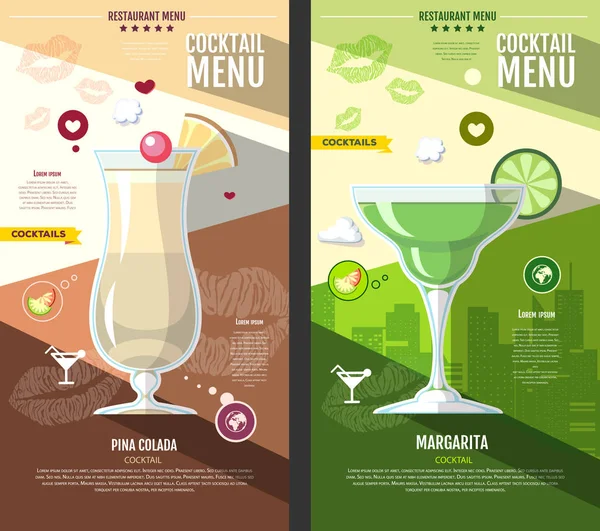 Design de menu de coquetel estilo plano —  Vetores de Stock