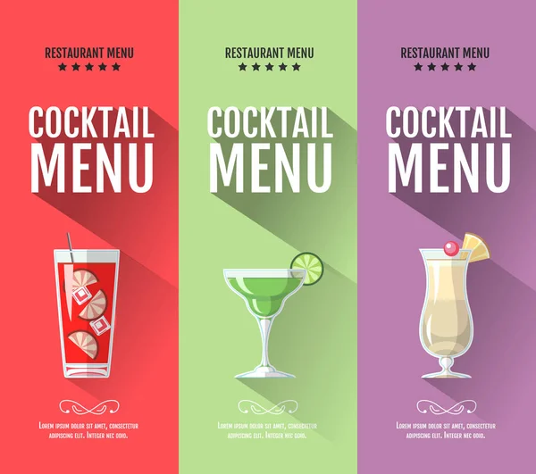 Design de menu de coquetel plano. Conjunto de banners —  Vetores de Stock