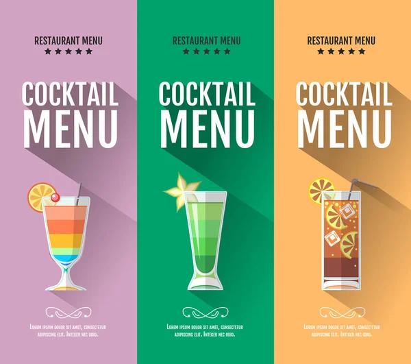 Design de menu de coquetel plano. Conjunto de banners —  Vetores de Stock