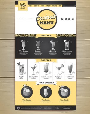 Düz kokteyl menü kavramı Web sitesi tasarımı. Kurumsal kimlik.