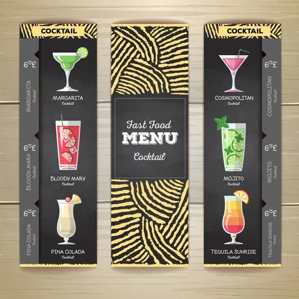Düz kokteyl menü arka plan çizim tebeşir ile tasarım. Belge şablonu