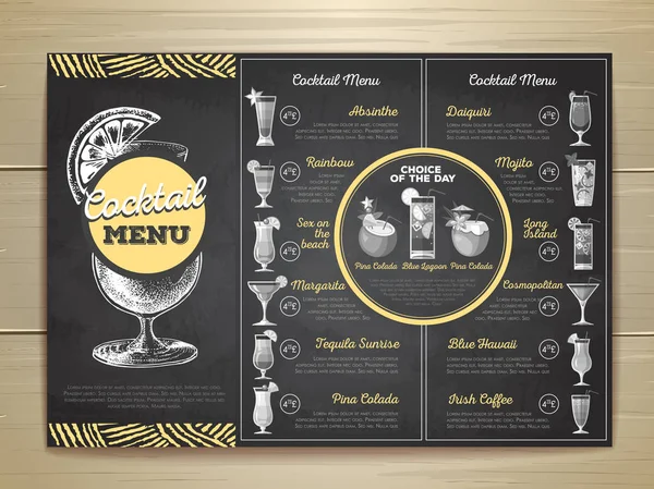 Vintage chalk drawing cocktail menu design. Corporate identity — Stock Vector