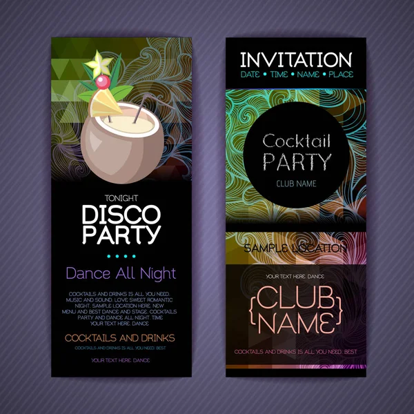 Modèles d'identité de cocktail disco. Contexte disco — Image vectorielle