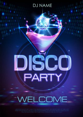 Neon disko parti poster. 