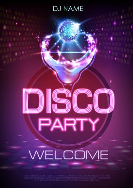 Neon disko parti poster.