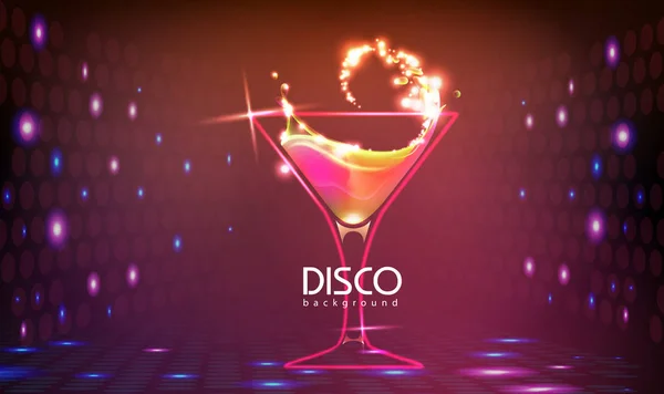 Fondo de fiesta de cóctel de Neon Disco — Vector de stock