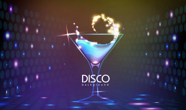 Neon Disco cocktail party sfondo — Vettoriale Stock