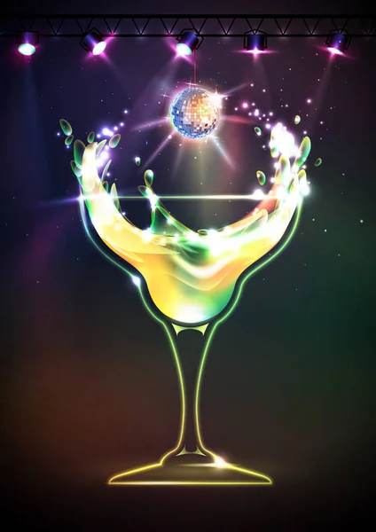 Disco Cocktail achtergrond — Stockvector