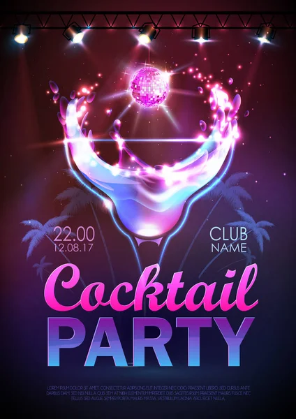 Disco background. Cocktail party poster — Stock Vector