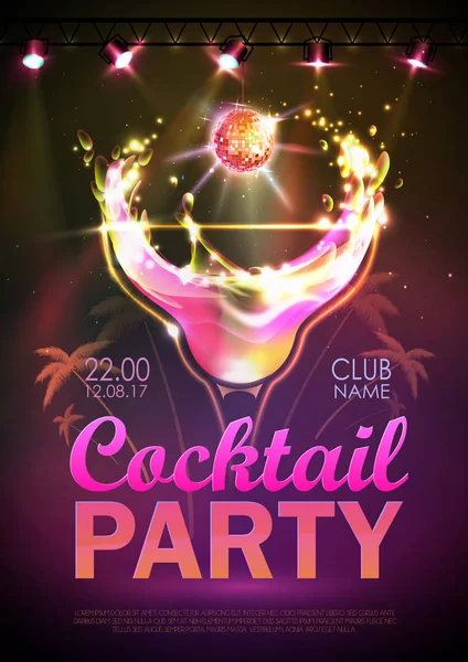 Fondo discográfico. Cartel de fiesta de cóctel — Vector de stock