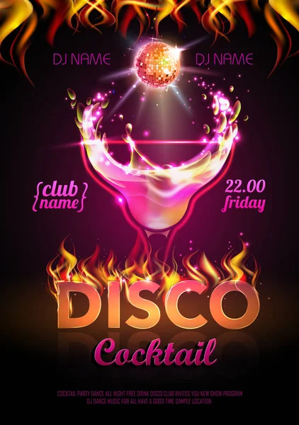 Disco pozadí. koktejlový večírek plakát — Stockový vektor