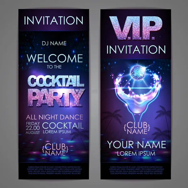 Set of disco background banners. Cocktail party poster — Stock Vector