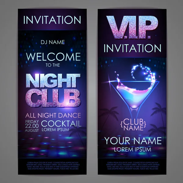 Set of disco background banners. Cocktail Night club poster — Stock Vector