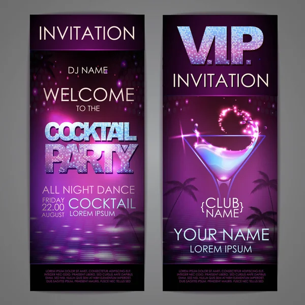 Conjunto de banners de fundo disco. Cartaz de festa de coquetel — Vetor de Stock