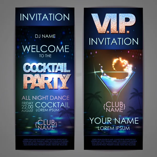 Set of disco background banners. Cocktail party poster — Stock Vector