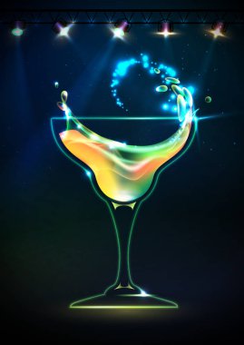 Disko neon kokteyl arka plan