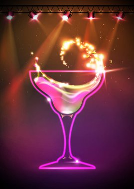 Disko neon kokteyl arka plan