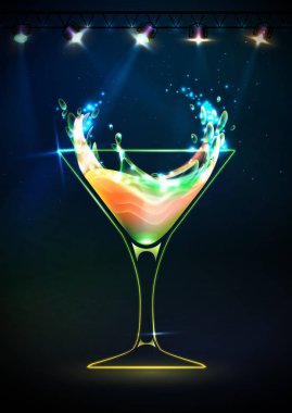 Disko neon kokteyl arka plan